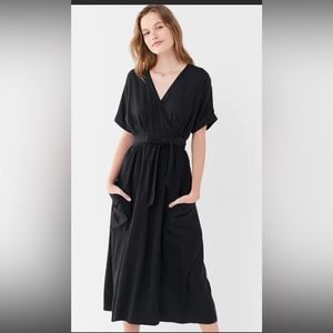 UO Gabrielle linen midi wrap dress